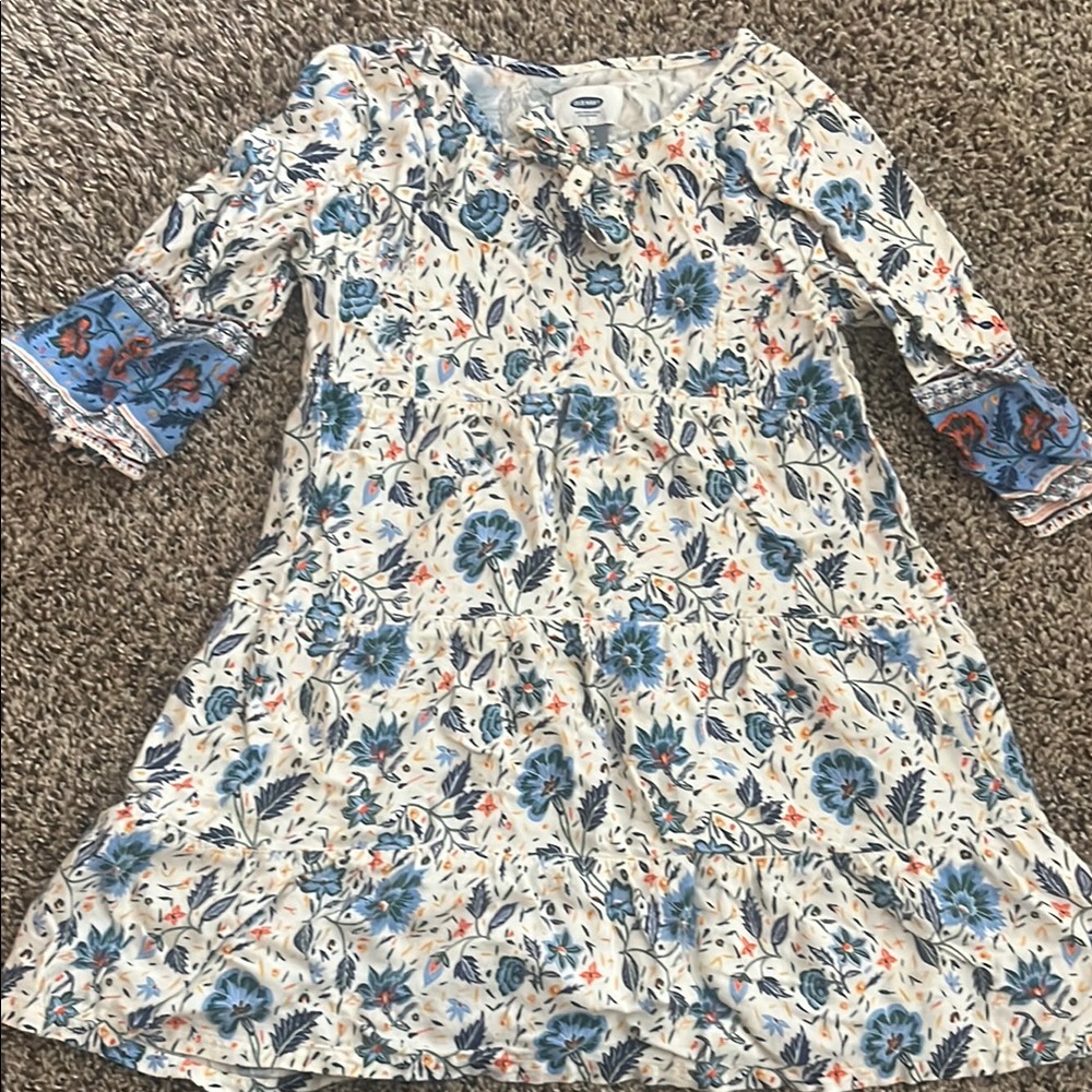 Floral Blue and White Kids Dress